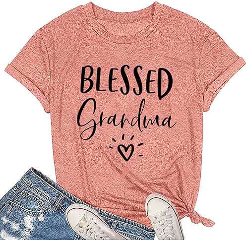 MAIHUN Blessed Grandma Shirt for Women Grandmother Heart Graphic Tees Grandma Gift T-Shirt Tops Green - Image 1