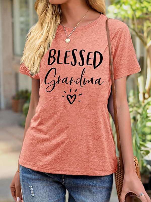 MAIHUN Blessed Grandma Shirt for Women Grandmother Heart Graphic Tees Grandma Gift T-Shirt Tops Green - Image 7