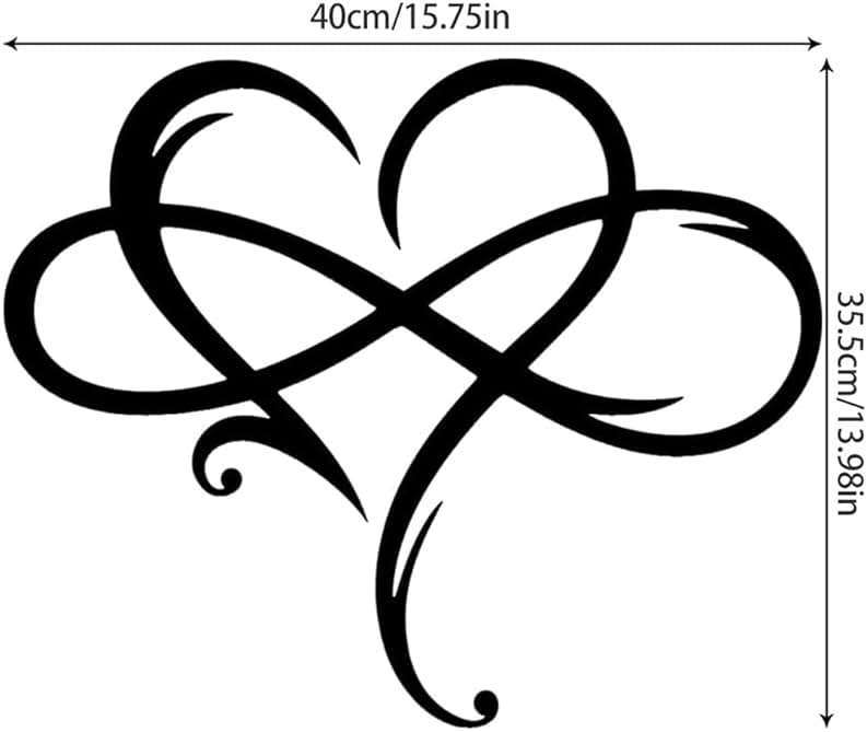 Infinity Heart Wall Decor, Unique Infinity Heart Metal Art Wall Decor Love Sign Steel Wall Plaques Bedroom Ornaments for Home Wedding Decor, Room Living Room Decoration (Black, 15.7x14inch) - Image 2