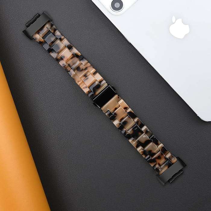 Wongeto Resin Bands Compatible for Fitbit Charge 6 /Charge 5 Band,Women Men Resin Replacement Wristband Strap Blacelet for Fitbit Charge 5 / Charge 6 Advanced Fitness Tracker (Tortoise Stone) - Image 5