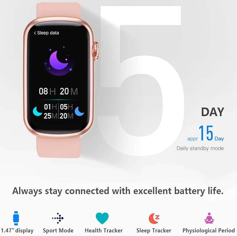 FITVII Slim Fitness Tracker with Blood Oxygen, Blood Pressure, 24/7 Heart Rate and Sleep Tracking, IP68 Waterproof Activity Trackers and Smart Watches with Step Tracker, Pedometer for Women Men - Image 7