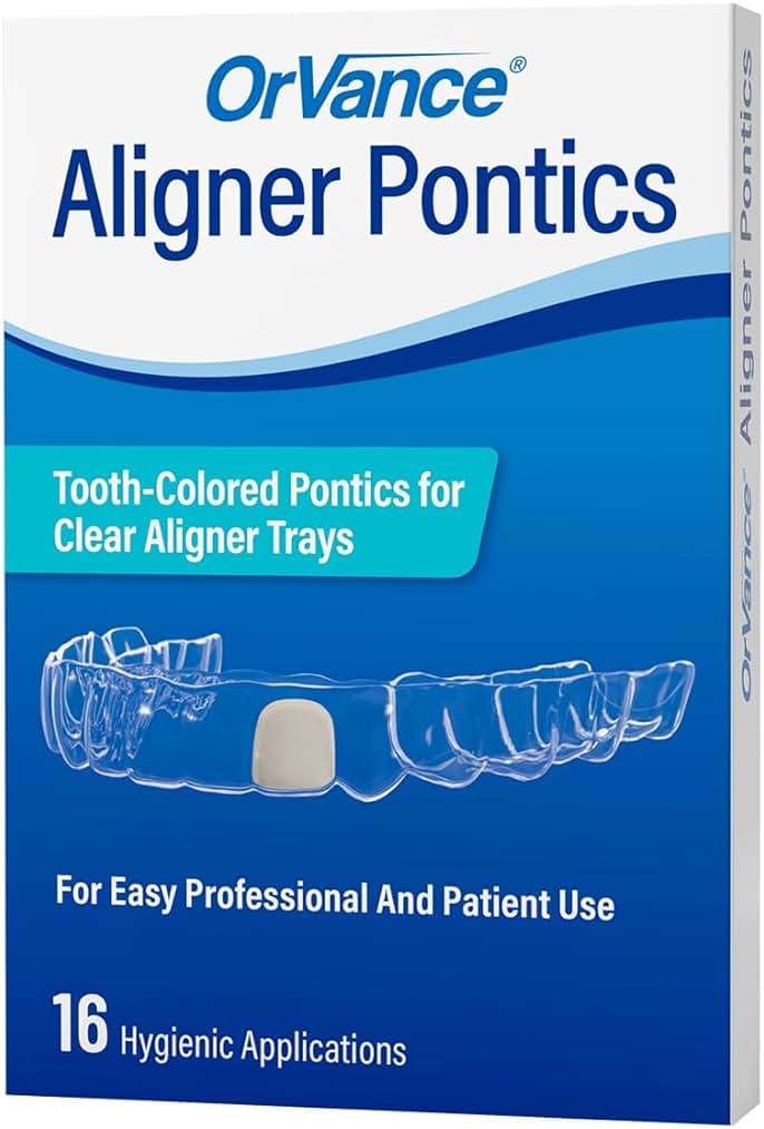 ORVANCE Aligner Pontics - Original (Medium) Shade (16 Count) | Temporary Tooth Replacement for Invisalign, Aligner Trays and Clear Retainers During Orthodontic Treatment - Image 1