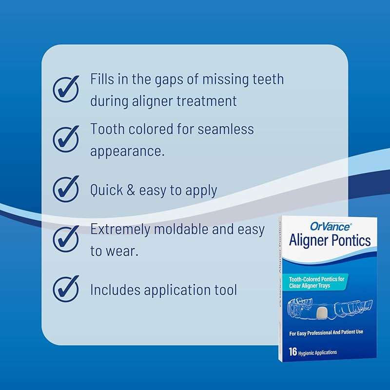 ORVANCE Aligner Pontics - Original (Medium) Shade (16 Count) | Temporary Tooth Replacement for Invisalign, Aligner Trays and Clear Retainers During Orthodontic Treatment - Image 5