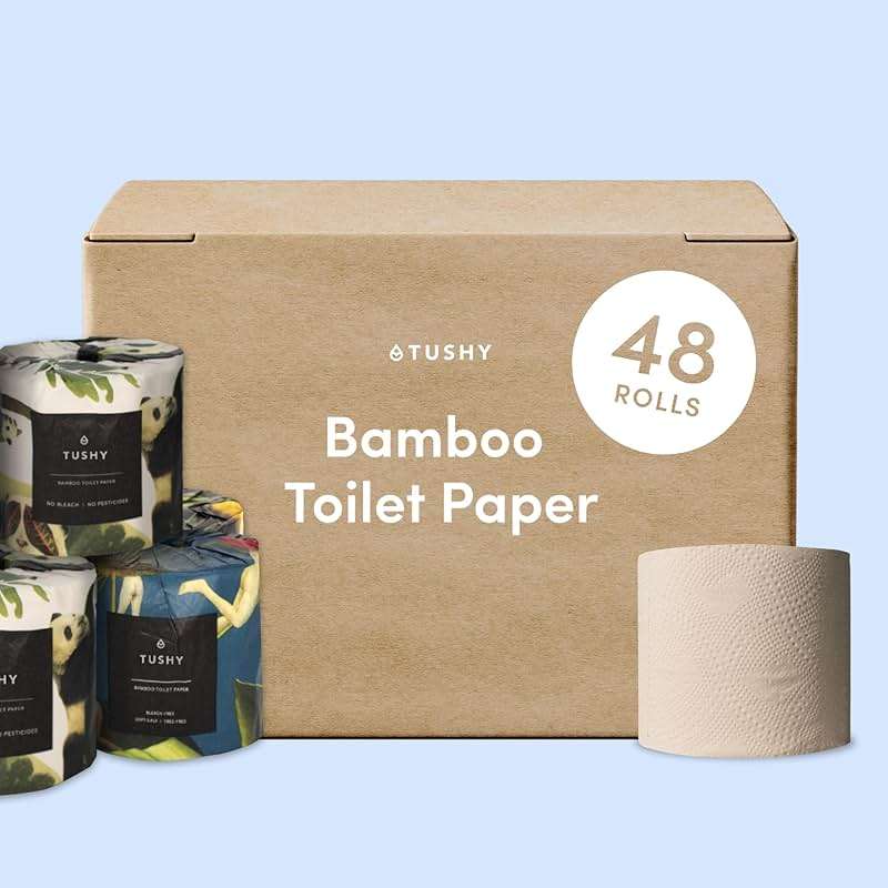 TUSHY Premium Bamboo Toilet Paper: 3 Ply, 300 Sheets Per Roll - 48 Pack - Image 1