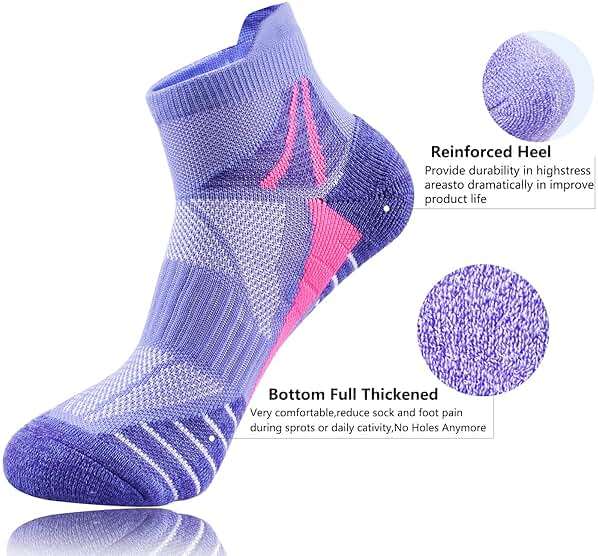 J.WMEET Womens Ankle Socks Athletic Cushioned Breathable Performance Sport Tab Cotton Quarter Women's Running Socks 6 Pack - Image 4