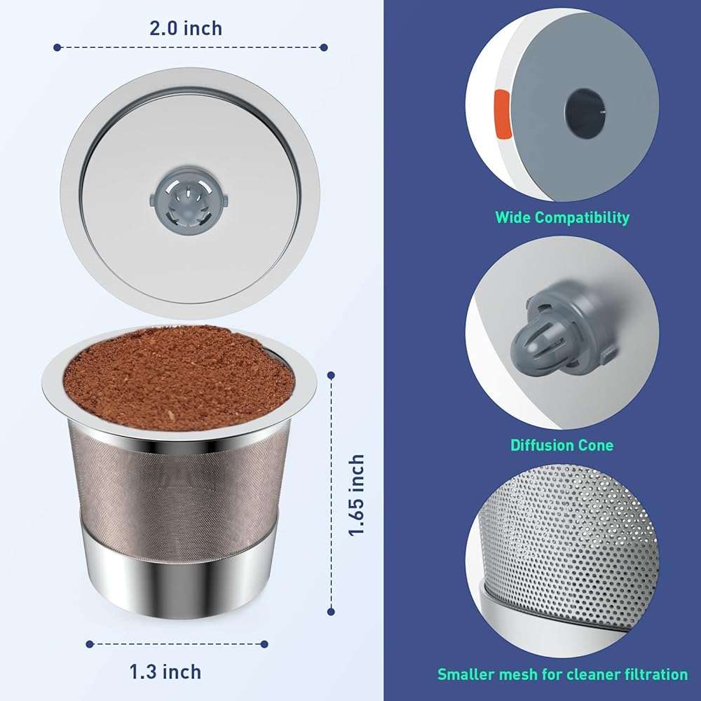 Reusable Stainless Steel Coffee Filters for Keurig 1.0 & 2.0 Brewers - BPA-Free Reusable K-Cup Pods (2 Pack) - Image 3
