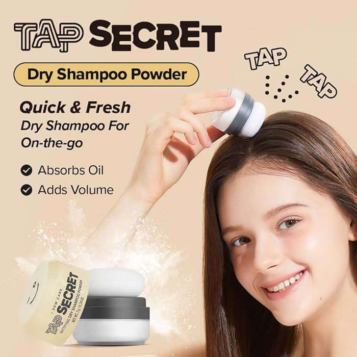I DEW CARE Tap Secret Dry Shampoo Powder with Biotin - Tap Secret Original | Strengthening & Volumizing, Refillable, Travel size, Non-aerosol, Brunette, Korean Ginseng, Stocking Stuffers, 0.24 Oz - Image 2