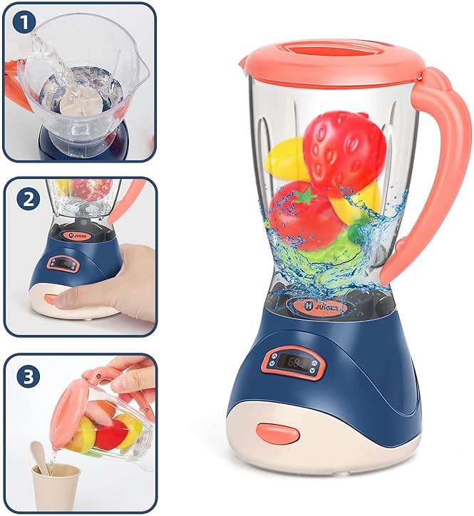 Yalujumb Play Kitchen Accessories, Kitchen Appliances Toy with Coffee Maker,Blender, Mixer ,Toaster with Realistic Lights&Sounds,Kitchen Toys for Kids Ages 4-8 - Image 5