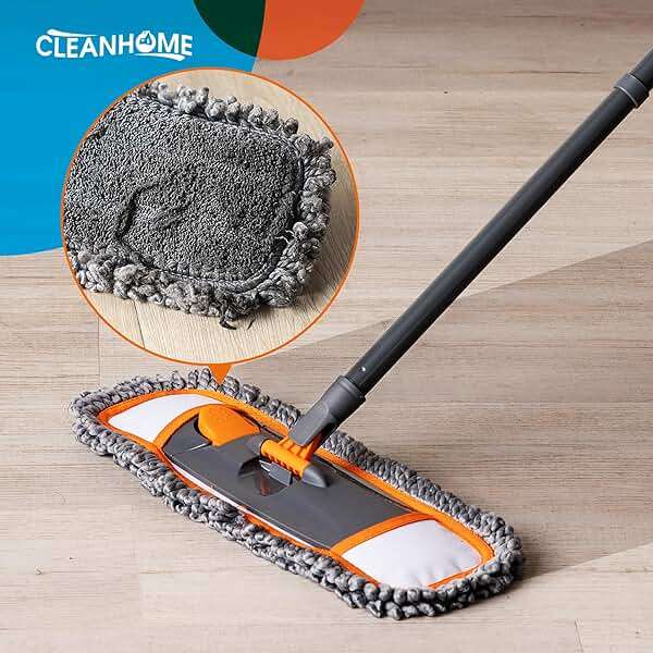 CLEANHOME Mops for Floor Cleaning with 3 Different Washable Pads and Extendable 55” Long Handle, Multifunction Dust Mop for Hardwood,Marble,Tile Floor Mopping,Orange - Image 6