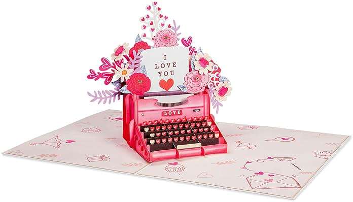Paper Love 3D Love Typewriter Pop Up Romantic Card, Gift for Birthday, Wedding, Anniversary, Thank You, Get Well, Valentines Day, Mothers Day & All Occasions, 5" x 7" Includes Envelope and Note Tag - Image 4