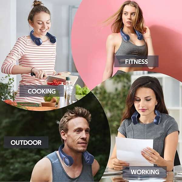 Portable Neck Fan, Hands Free Bladeless, 360° Cooling Personal Fan,Wearable Quiet Fan for Outdoor Indoor, Birthday Gifts for Men Women Mom Dad, 4000mAh Battery USB Rechargeable, 3-Speeds( Black) - Image 6