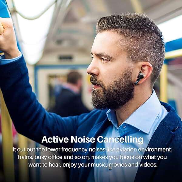 TOZO Hybrid Active Noise Cancelling Wireless Earbuds, in-Ear Detection Headphones, IPX6 Waterproof Bluetooth 5.2 Stereo Earphones, Immersive Sound Premium Deep Bass Headset, Black (Renewed) - Image 2