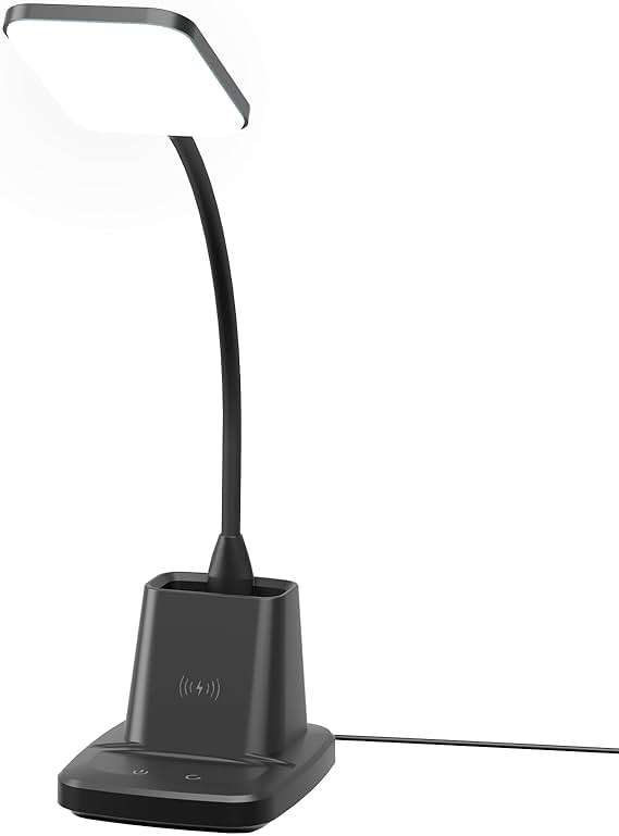 Sailstar Desk Lamp, LED Desk Lamps for Home Office, Wireless Charger Small Desk Lamp with Pen Holder, 3 Color Modes, Dimmable, CRI 85, 800LM, Study Lamps for College Dorm Room, Adapter Included, Black - Image 8