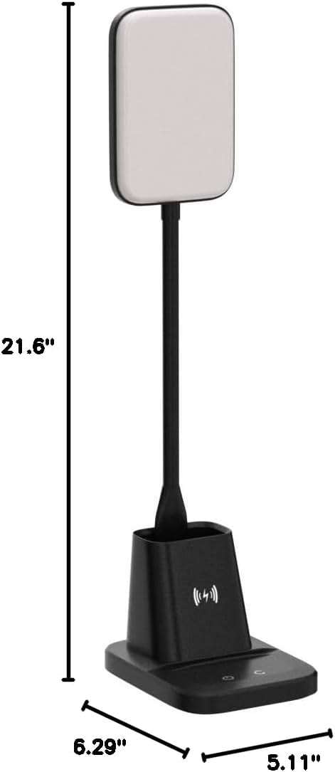 Sailstar Desk Lamp, LED Desk Lamps for Home Office, Wireless Charger Small Desk Lamp with Pen Holder, 3 Color Modes, Dimmable, CRI 85, 800LM, Study Lamps for College Dorm Room, Adapter Included, Black - Image 9