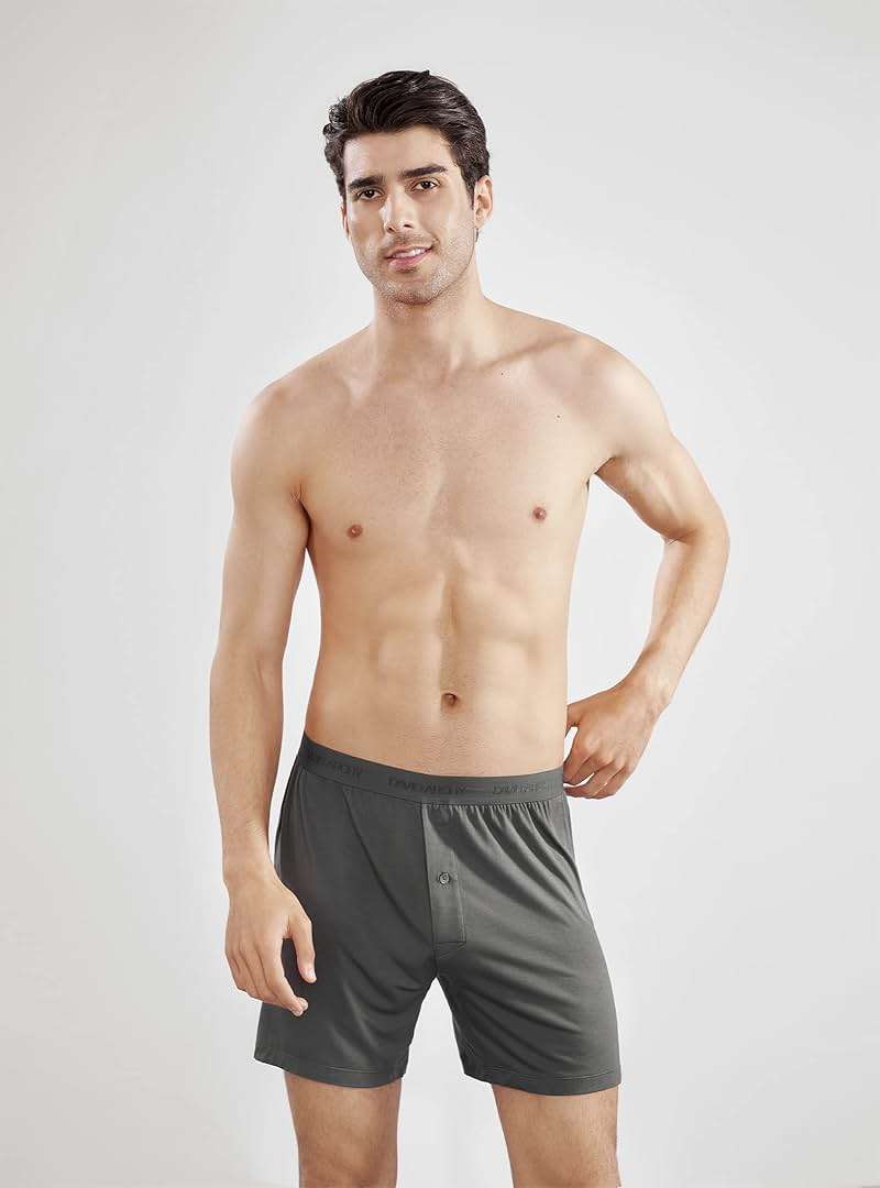 DAVID ARCHY Men's Bamboo Rayon Boxers Breathable Cooling Mens Boxer Shorts with Button Fly Relaxed Fit Underwear 3/4/5 Pack - Image 6