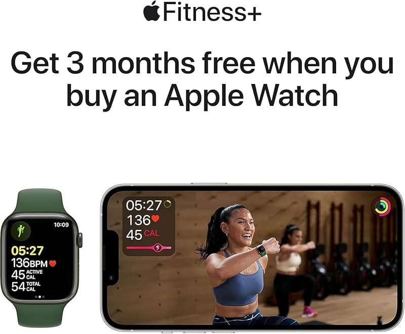 Apple Watch Series 7 (GPS, 45mm) Starlight Aluminum Case with Starlight Sport Band, Regular (Renewed) - Image 2