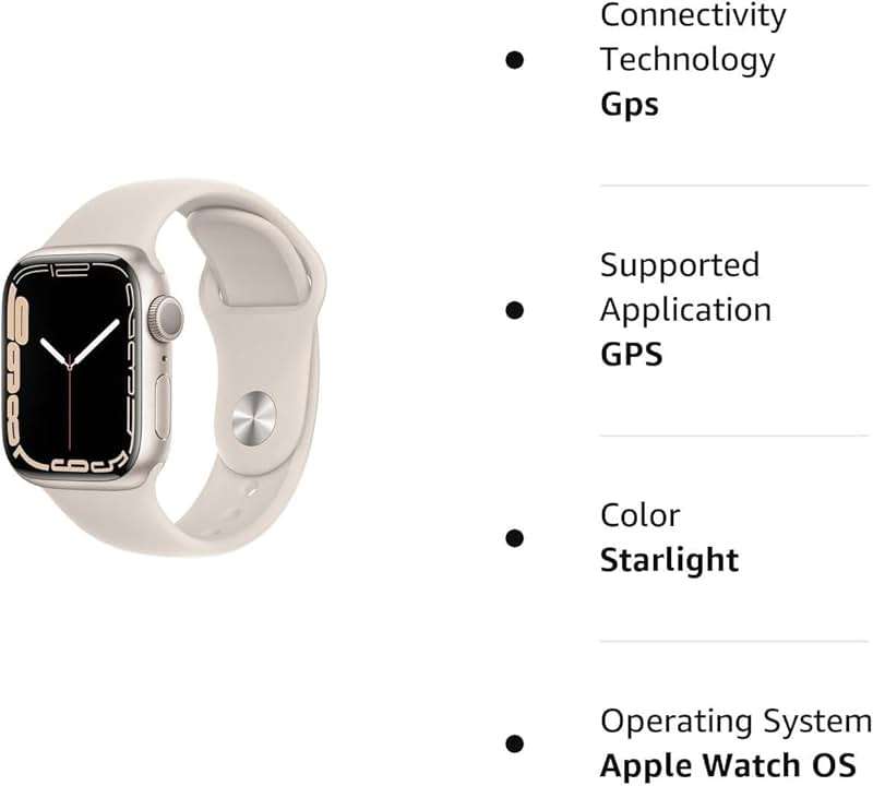Apple Watch Series 7 (GPS, 45mm) Starlight Aluminum Case with Starlight Sport Band, Regular (Renewed) - Image 5