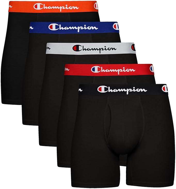 Champion Men's Everyday Cotton Stretch 5 Pack Boxer Briefs, Total Support Pouch, Moisture-Wicking, No Ride-up Fit - Image 1