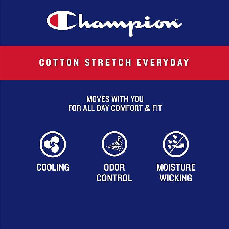 Champion Men's Everyday Cotton Stretch 5 Pack Boxer Briefs, Total Support Pouch, Moisture-Wicking, No Ride-up Fit - Image 3