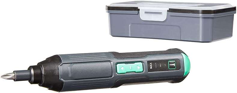 Amazon Basics by SKIL 4V Rechargeable Cordless Stick Screwdriver with 34-Piece Bit Set, Carrying Case, USB-C Charging, LED Work Light, 3 Torque Settings, Portable - Image 1