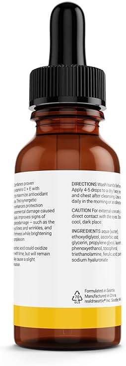 Ferulic Acid Serum Skin Care 20% Vitamin C Hyaluronic Acid Serum + CE Ferulic Acid - Potent Anti Aging, Anti Wrinkle - Image 2