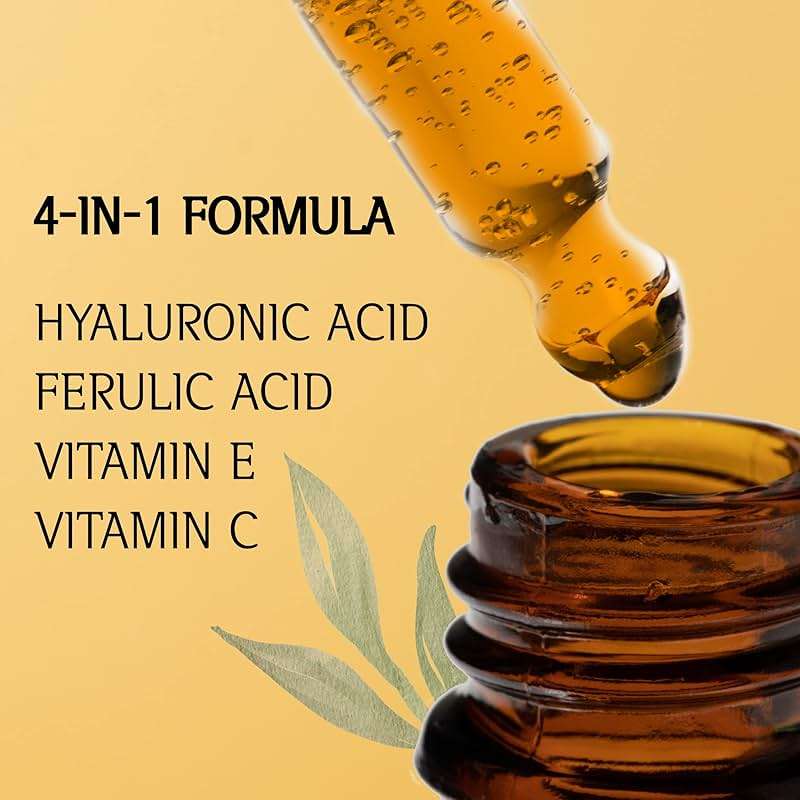 Ferulic Acid Serum Skin Care 20% Vitamin C Hyaluronic Acid Serum + CE Ferulic Acid - Potent Anti Aging, Anti Wrinkle - Image 3