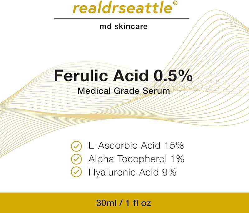 Ferulic Acid Serum Skin Care 20% Vitamin C Hyaluronic Acid Serum + CE Ferulic Acid - Potent Anti Aging, Anti Wrinkle - Image 5