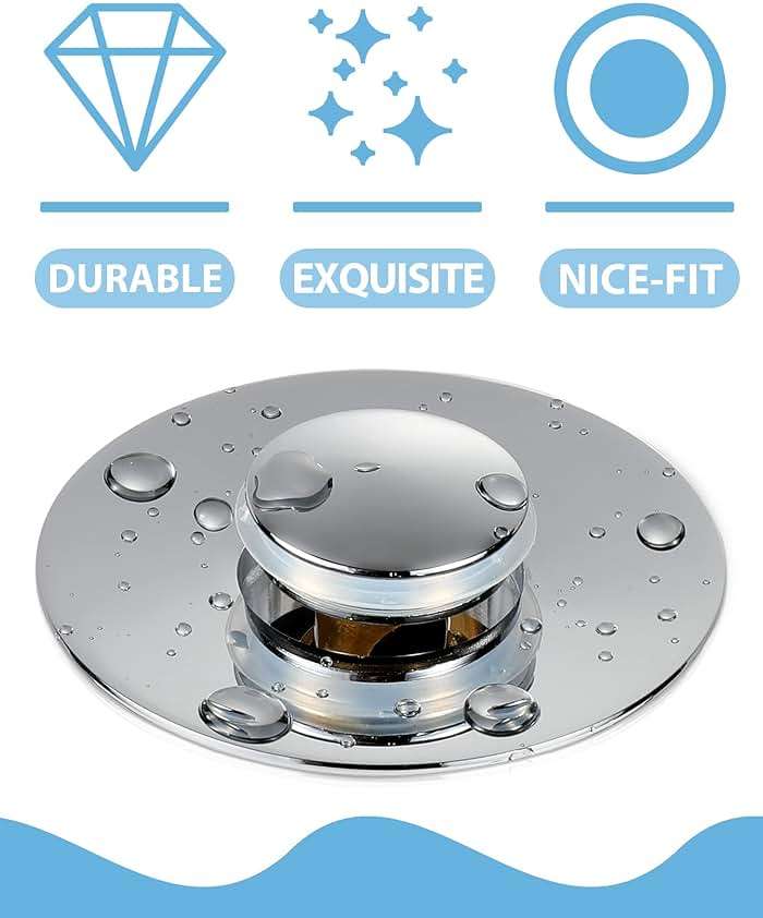 Bathroom Sink Drain Strainer, 2 in 1 Anti-Clogging Sink Stopper with Hair Catcher, Universal Pop-Up Sink Drain Plug Fits 1.1" ~ 1.5" Drain, Solid Brass (Chrome) - Image 4