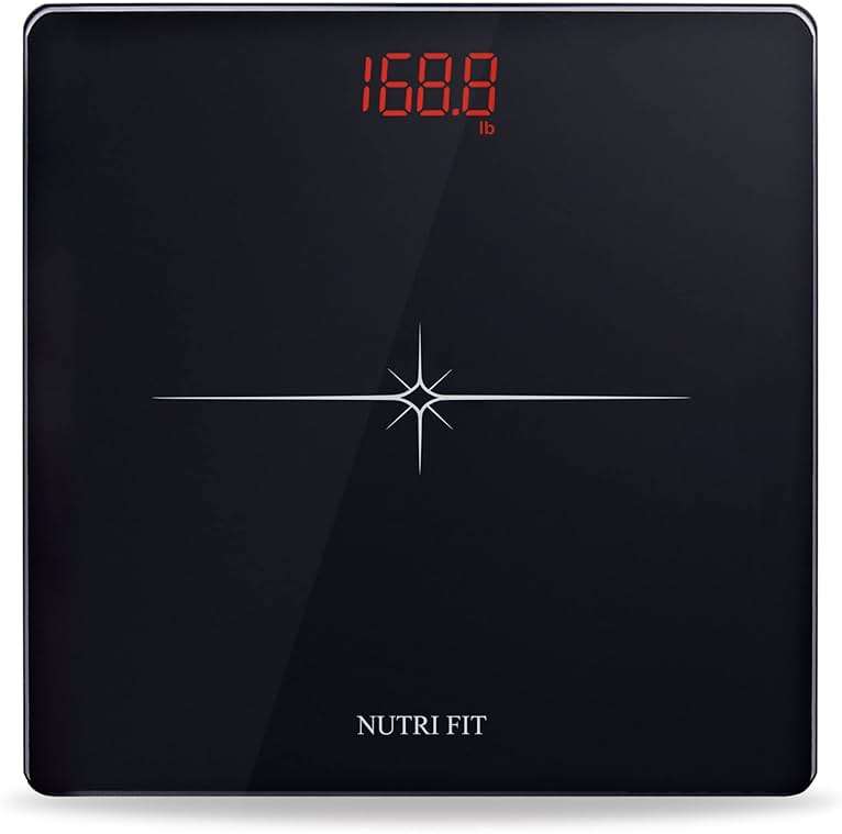 NUTRI FIT Digital Scale for Body Weight, Precision Bathroom Weighing Scale Step-On Technology High Capacity - 330 lb, LED Display with High Precision Measurements, Black - Image 1