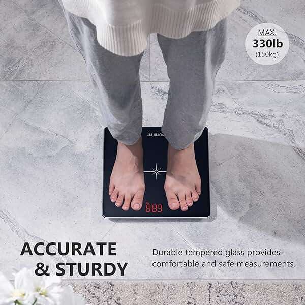 NUTRI FIT Digital Scale for Body Weight, Precision Bathroom Weighing Scale Step-On Technology High Capacity - 330 lb, LED Display with High Precision Measurements, Black - Image 5