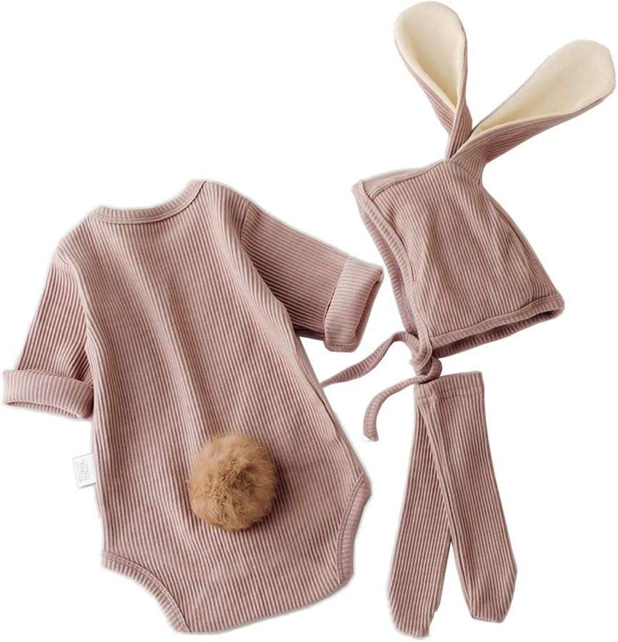 ACEHCEAR Baby Boys Girls Bunny Outfit My First Easter Costumes Infant Newborn Bodysuit Romper with Long Ear Hat 0-24 Months - Image 1