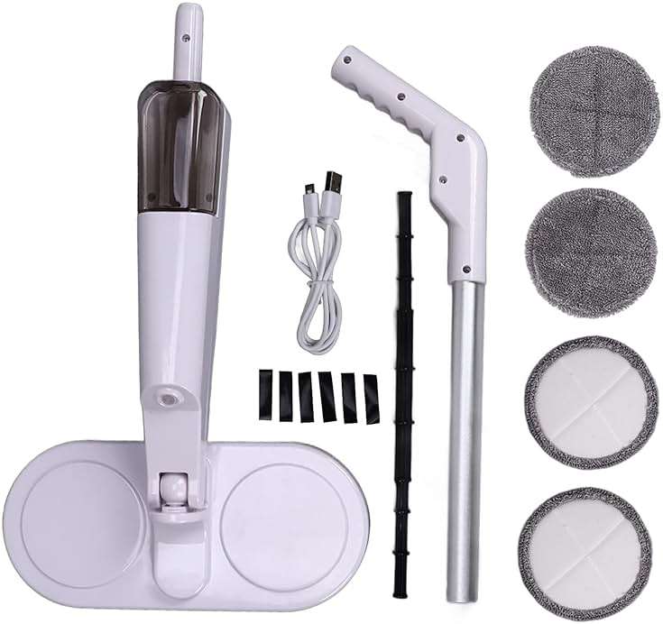 Cordless Electric Mop, Spin Mop Polisher with Water Tank Replaceable Cloth, Dry and Wet Up to 60 Mins Convenient Detachable Handheld Unit 2000mAh Steam Cleaner Designed for Hard Floors - Image 7
