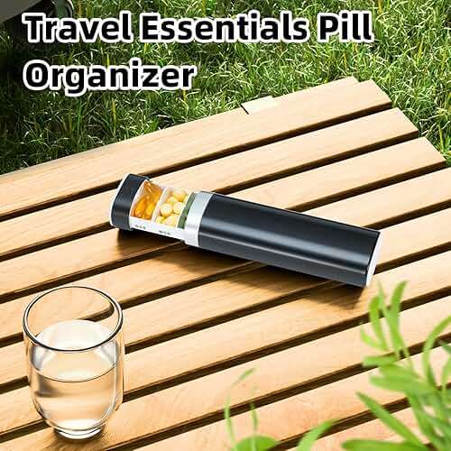 Betife Travel Pill Organizer Weekly 7 Day, Compact Daily Pill Box, Portable Medicine Case, Cute Pill Holder for Vitamins Supplements, Drawer-Shaped Pills Organizer (Black) - Image 5