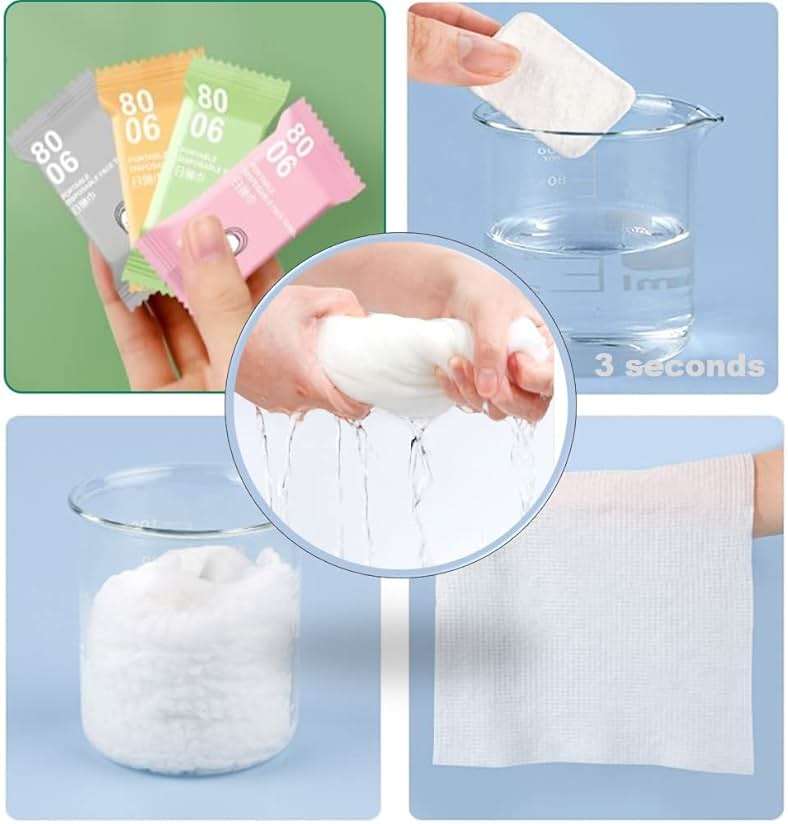 QUALIALL Premium Compressed Towels, Pure Cotton Portable Washcloth for Camping or Travel… - Image 4