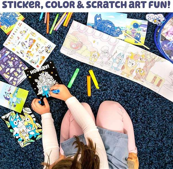 Horizon Group USA Bluey Ultimate Activity Backpack, 10+ Creative Projects in a Reusable Bag, Less-Mess Toddler Toys, Road Trip Essentials for Kids, Great Airplane Toy - Image 4
