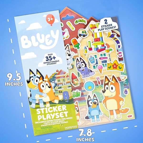 Horizon Group USA Bluey Sticker Playset, 2 Sticker Play Scenes, 35+ Reusable Puffy Bluey Repositionable Stickers for Kids, Perfect for Travel, Screen-Free Fun - Image 7