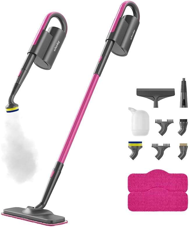Schenley Steam Mop Cleaner with Detachable Handheld Steamer for Cleaning Hardwood, Laminate Floor, Tiles and Grout, with 14-in-1 Multi-purpose Accessories and Washable Microfiber Pads - Image 1