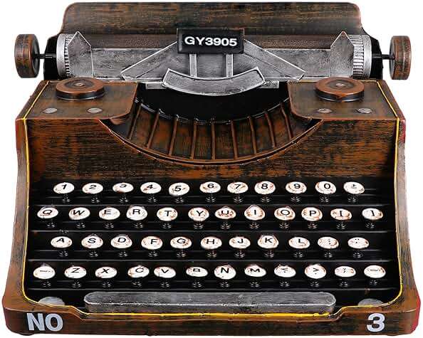 FOMIYES Classic Manual Typewriter Model Vintage Typewriter Figurine Iron Art European Style Statue for Cafe Bar Home Wine Cabinet Decor Photo Prop Black - Image 1