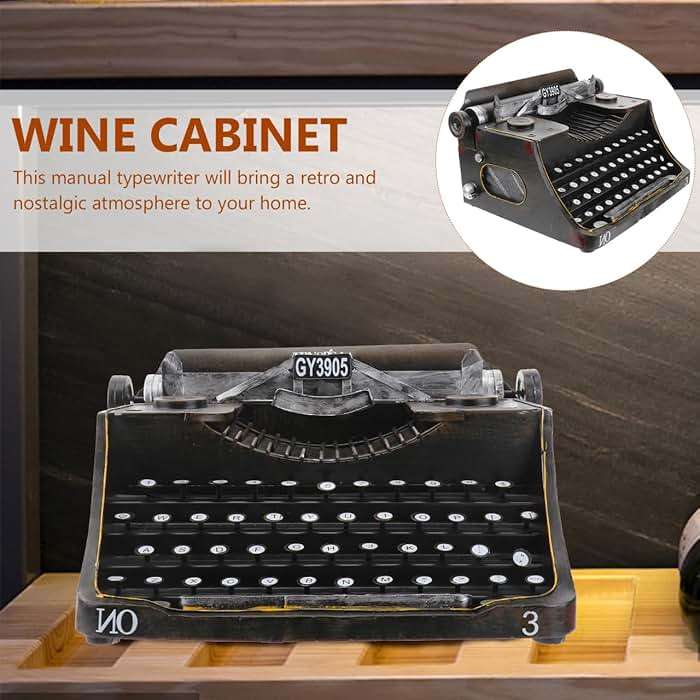 FOMIYES Classic Manual Typewriter Model Vintage Typewriter Figurine Iron Art European Style Statue for Cafe Bar Home Wine Cabinet Decor Photo Prop Black - Image 5