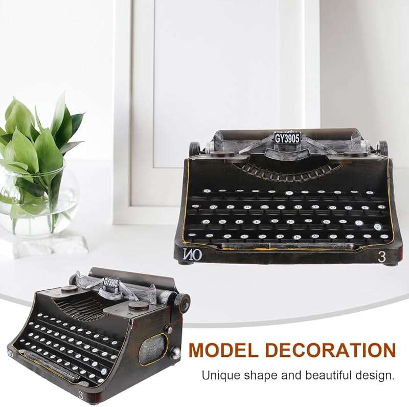 FOMIYES Classic Manual Typewriter Model Vintage Typewriter Figurine Iron Art European Style Statue for Cafe Bar Home Wine Cabinet Decor Photo Prop Black - Image 6