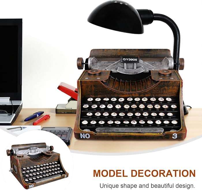 FOMIYES Classic Manual Typewriter Model Vintage Typewriter Figurine Iron Art European Style Statue for Cafe Bar Home Wine Cabinet Decor Photo Prop Black - Image 7