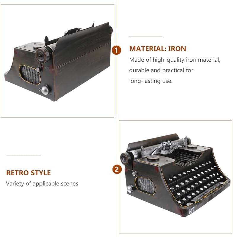 FOMIYES Classic Manual Typewriter Model Vintage Typewriter Figurine Iron Art European Style Statue for Cafe Bar Home Wine Cabinet Decor Photo Prop Black - Image 8