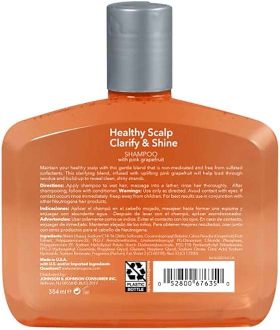 Neutrogena Exfoliating Healthy Scalp Clarify & Shine Shampoo & Conditioner for Oily Hair and Scalp, with Pink Grapefruit, pH-Balanced, Paraben & Phthalate-Free, Color-Safe, 12 Fl Oz - Image 2