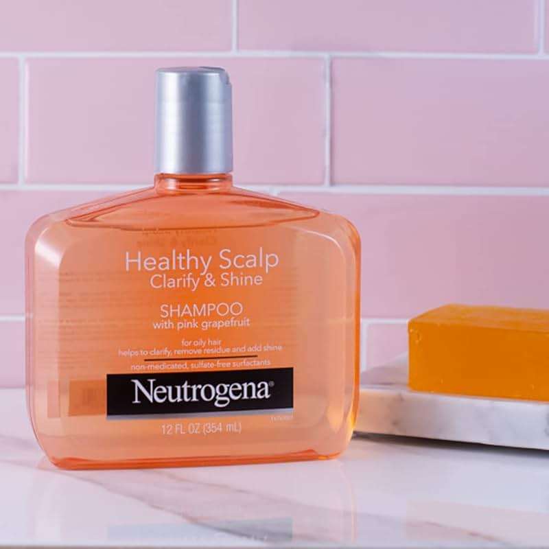 Neutrogena Exfoliating Healthy Scalp Clarify & Shine Shampoo & Conditioner for Oily Hair and Scalp, with Pink Grapefruit, pH-Balanced, Paraben & Phthalate-Free, Color-Safe, 12 Fl Oz - Image 7
