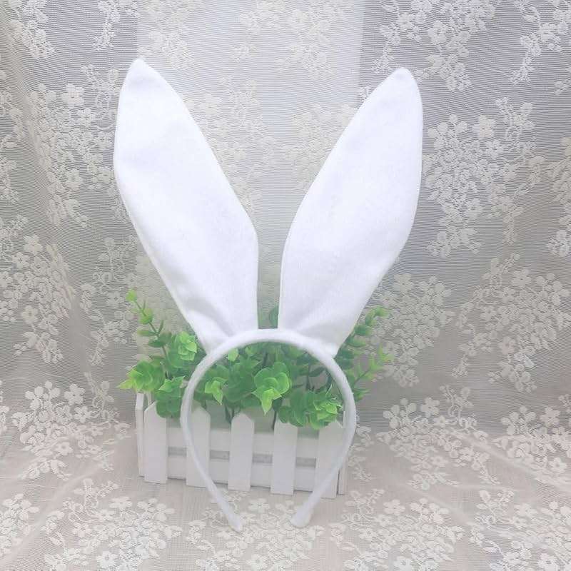 LKQBBSZ White Bunny Ears Cosplay Set for Easter, Cute Bunny Rabbit Ears Tail Bow Tie Halloween Costume Kit Halloween Party Accessories for Adult - Image 2