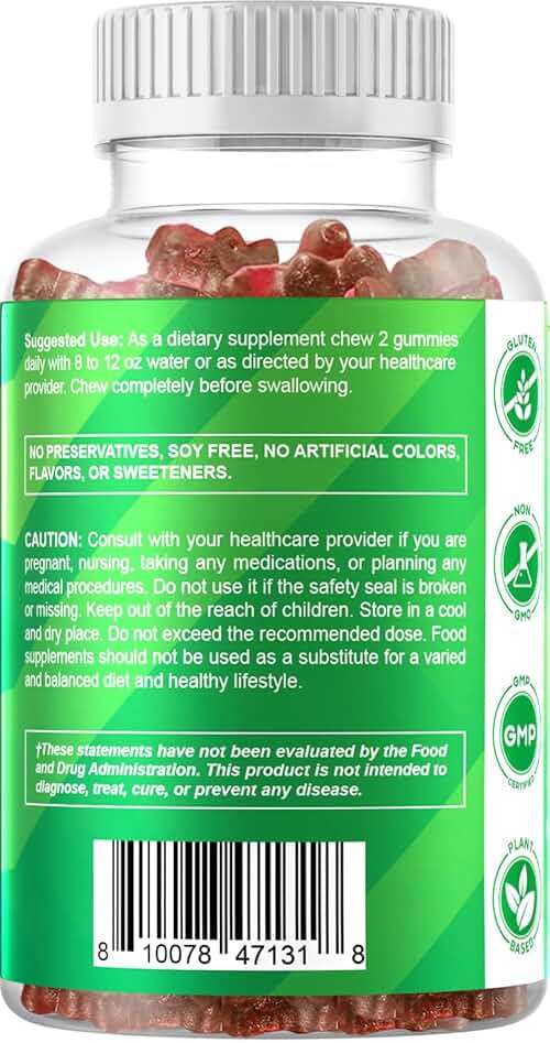 Vitamatic Irish Sea Moss Gummies with Bladderwrack & Burdock Root – Botanical Extract Supplement – Vegan, Non-GMO – 60 Count - Image 9