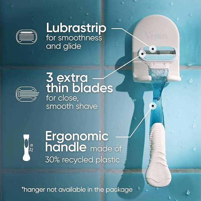 Gillette Venus Smooth Women's Razor Handle + 6 Refills with Soft-Grip Gel Handle - Image 2