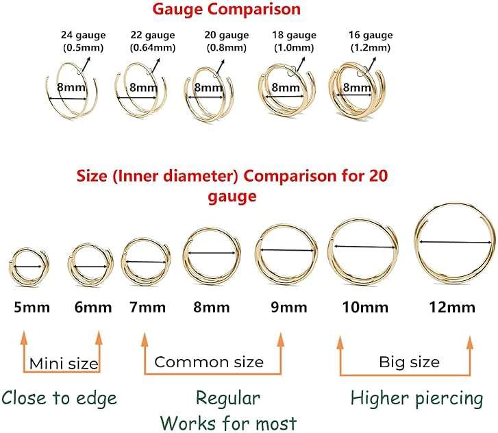 LUCKYJEWUS Double Nose Ring Hoop for Single Piercing, 14k Gold Filled or Sterling Silver Spiral Twist Nose Hoop for Women Men - Image 4