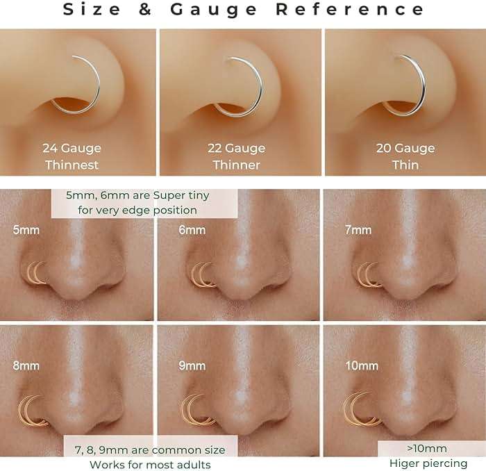 LUCKYJEWUS Double Nose Ring Hoop for Single Piercing, 14k Gold Filled or Sterling Silver Spiral Twist Nose Hoop for Women Men - Image 7