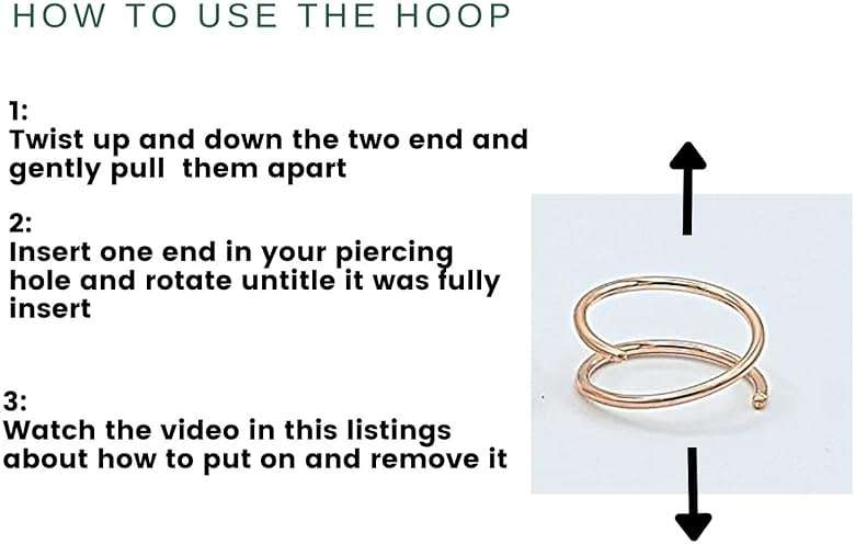 LUCKYJEWUS Double Nose Ring Hoop for Single Piercing, 14k Gold Filled or Sterling Silver Spiral Twist Nose Hoop for Women Men - Image 8